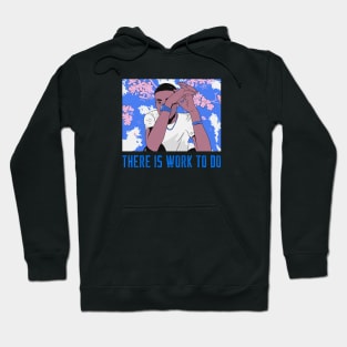 There is Work To Do - Blue Brown Skin Black Boy Joy Afro Man Kwanzaa Comic Design Hoodie